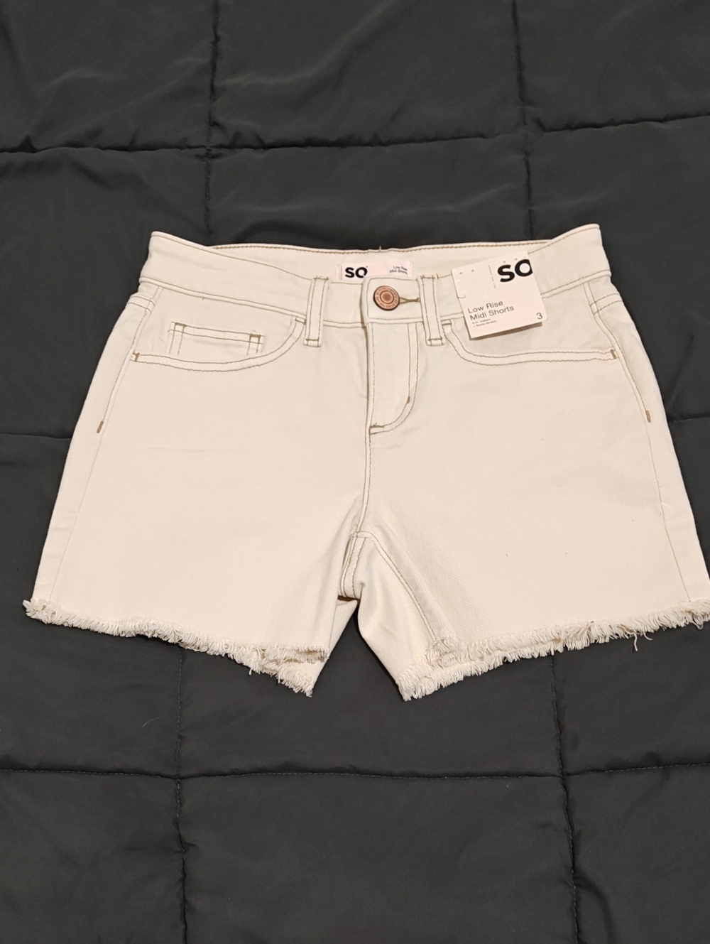 Tan Low Rise Midi Shorts